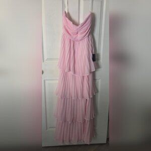 Lulu's Strapless Pink Tiered Dress